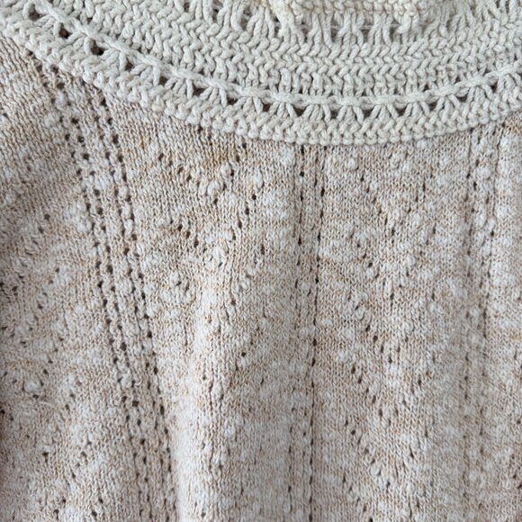 Cardigan Bay Vintage Hand Knit Openwork Cardigan Sweater Cream S/M - Picture 4 of 6
